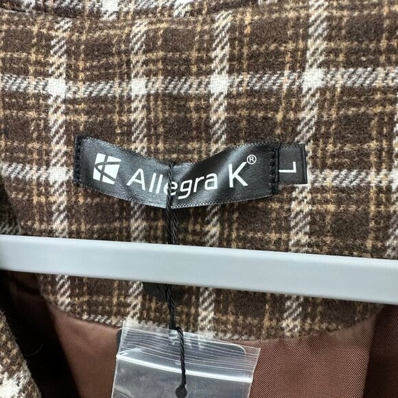 Allegra K Plaid Notched Lapel One Button Blazer Jacket Womens size Large NEW - Picture 2 of 6